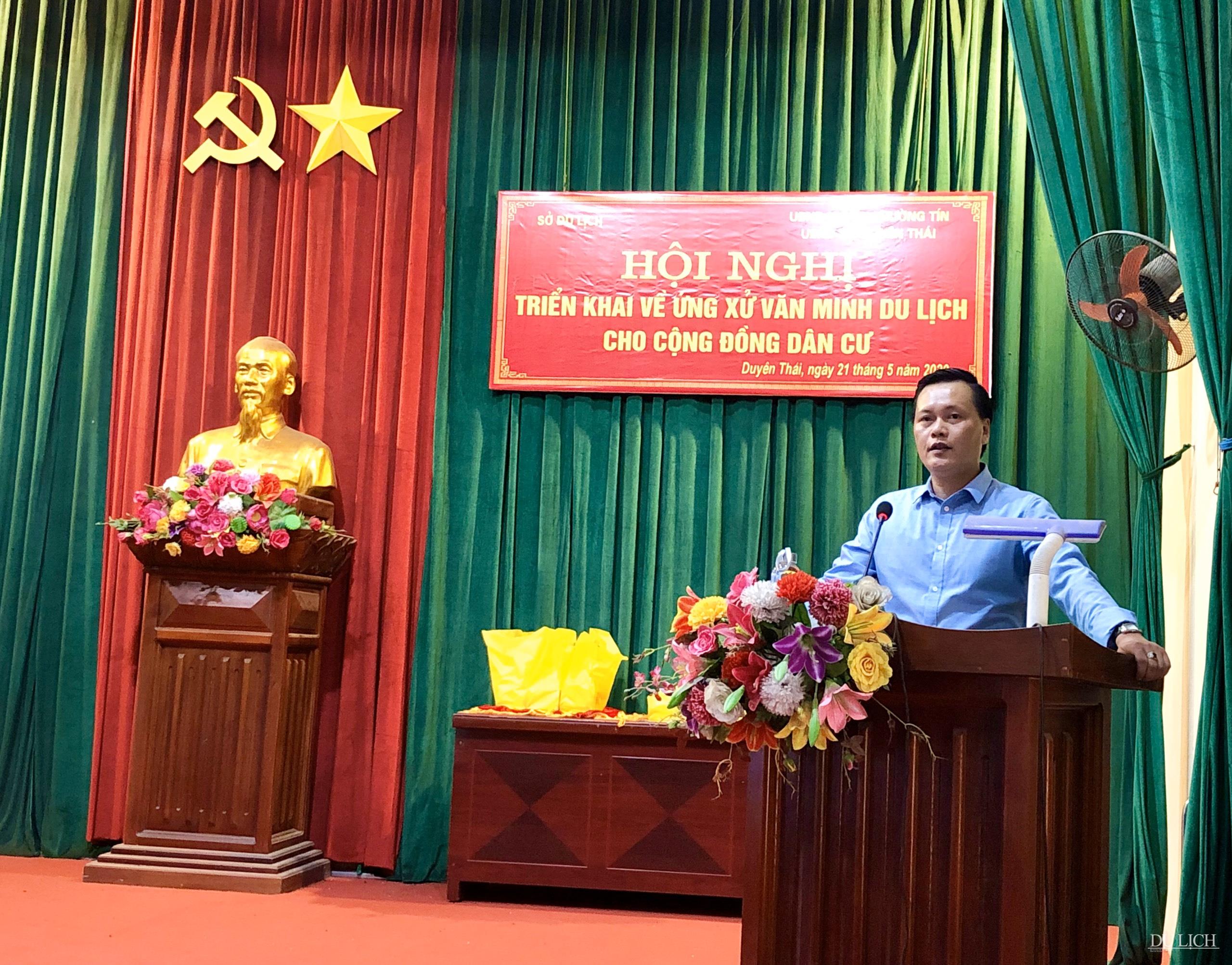 Ông Trần Đức Hải, Giám đốc Sở Du lịch Hà Nội phát biểu tại hội nghị